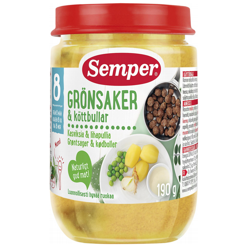 Lastenruoka "Vihannekset & Lihapullat" 190 g - 23% alennus