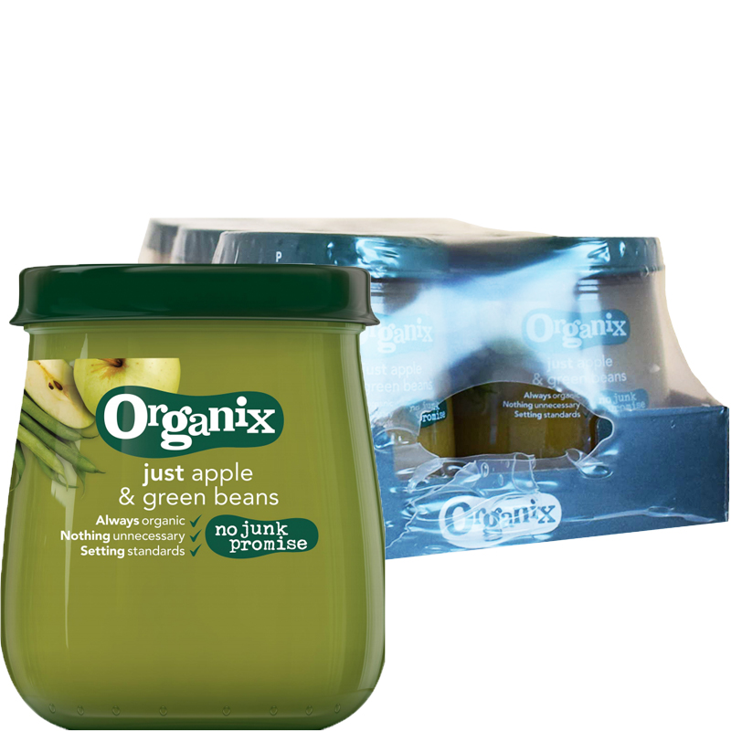 Laatikollinen Luomu Lastenruokaa "Apple & Green Beans" 6 x 120g - 92% alennus