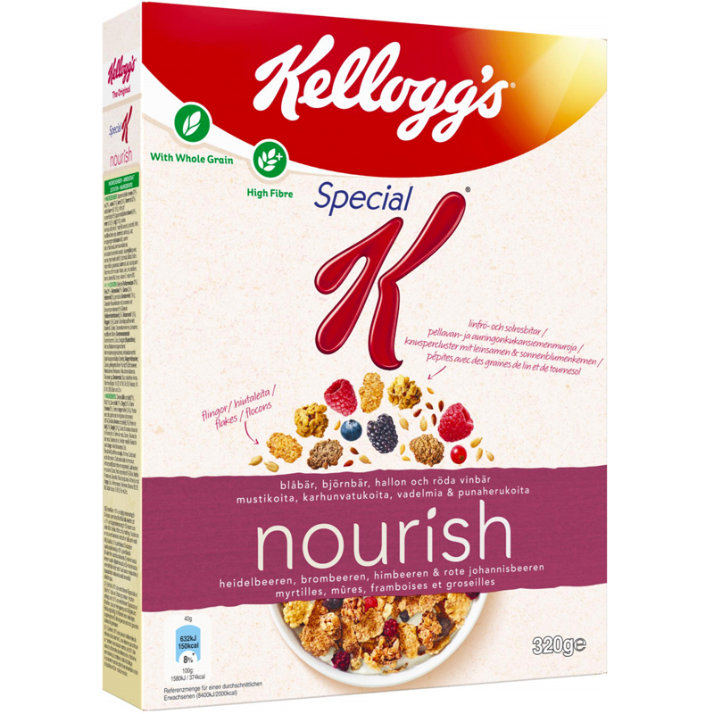 Aamiaishiutaleet "Nourish Dark Berries" 330 g - 33% alennus