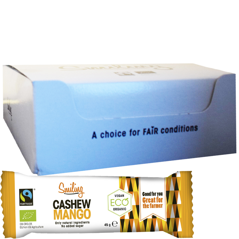 Laatikollinen Luomu Patukoita "Cashew & Mango" 20 x 45g - 34% alennus