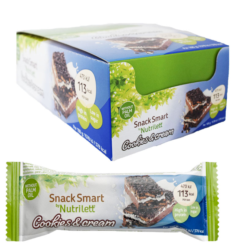 Laatikollinen välipalapatukoita "Cookies & Cream" 18 x 30 g - 50% alennus