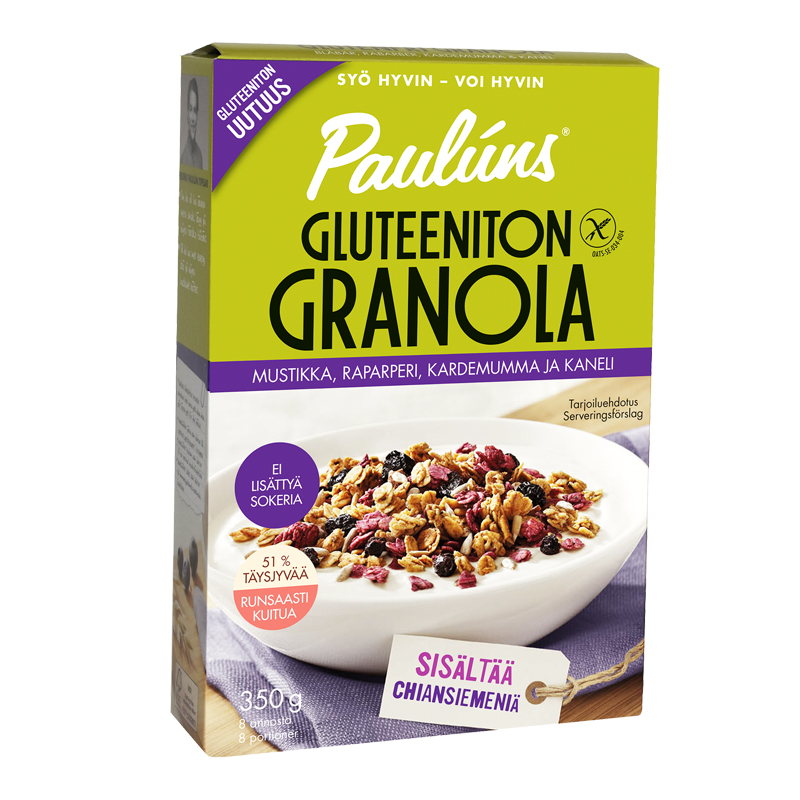 Granola Mustikka, Raparperi, Kardemumma & Kaneli - 27% alennus