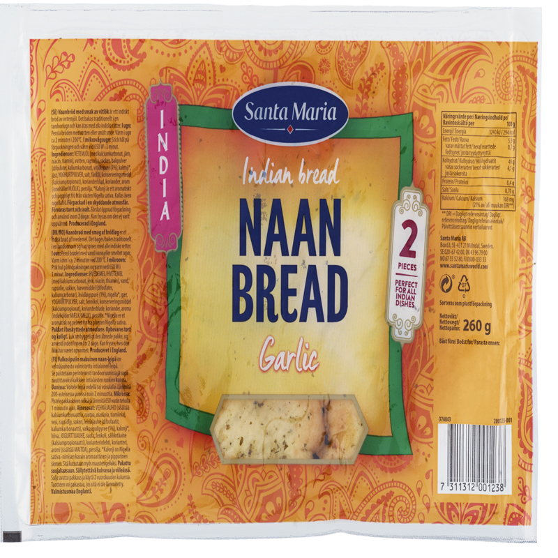 Leivät "Naan Bread Garlic"260g - 30% alennus