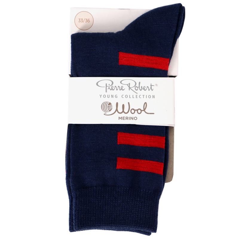 Merinovillasukat Navy Red koko 33-36 - 79% alennus