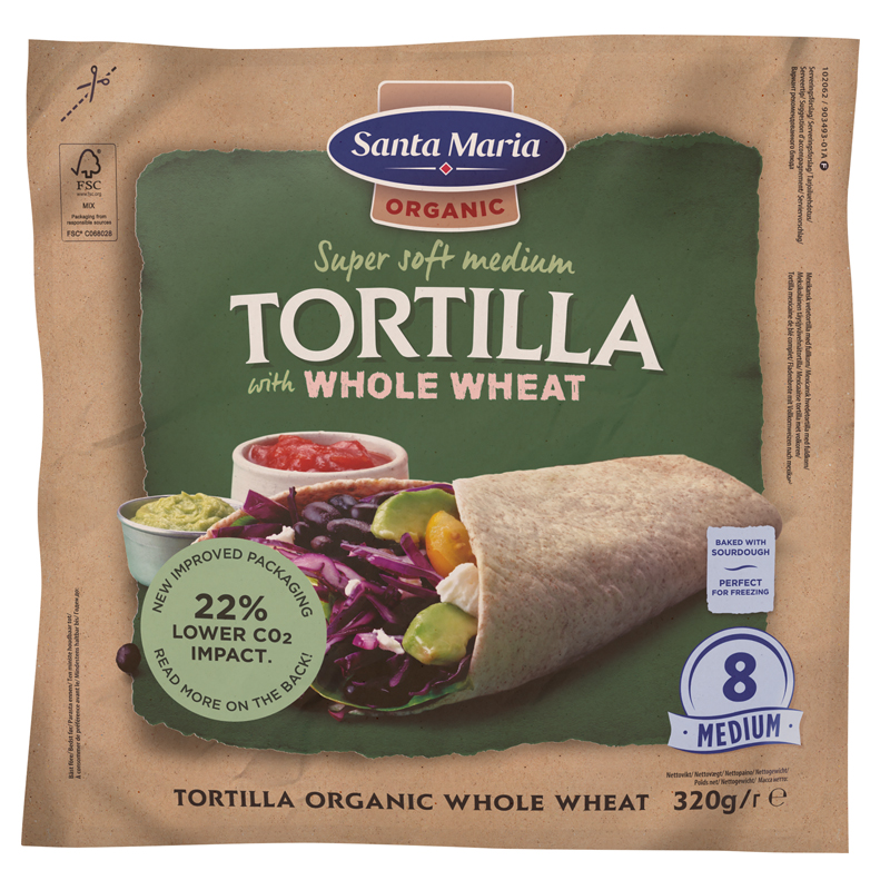 Luomu Tortillaleivät Whole Wheat - 23% alennus