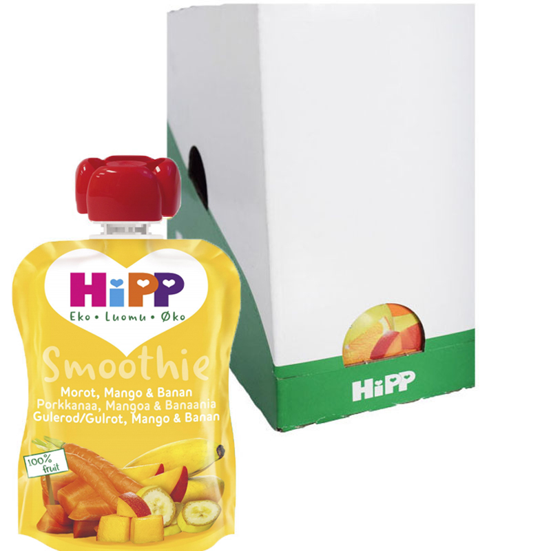 Laatikollinen smoothieita, porkkana, mango ja banaani, 6x90g - 26% alennus