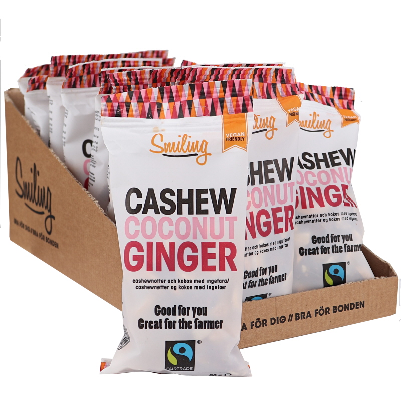 Luomu Cashewpähkinät Kookos & Inkivääri 20kpl - 27% alennus