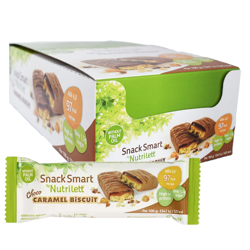 Laatikollinen välipalapatukoita "Choco Caramel Biscuit" 28 x 30 g - 50% alennus