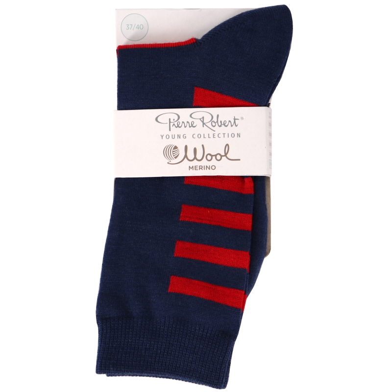 Merinovillasukat Navy Red koko 37-40 - 79% alennus